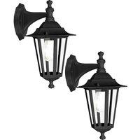 Loops 2 PACK IP44 Outdoor Wall Light Black Aluminium Lantern 1x 60W E27 Porch Lamp