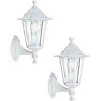 Loops 2 PACK IP44 Outdoor Wall Light White Aluminium Lantern 60W E27 Porch Lamp Up