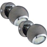 Loops 2 PACK Wall Spot Light Round Colour Nickel Chrome Shade GU10 1x3W Included in Metallics