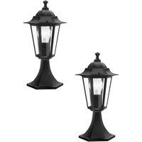 Loops 2 PACK IP44 Outdoor Pedestal Light Black Aluminium 1x 60W E27 Porch Lamp