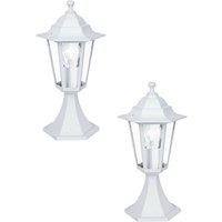 Loops 2 PACK IP44 Outdoor Pedestal Light White Aluminium Lantern 60W E27 Porch Lamp