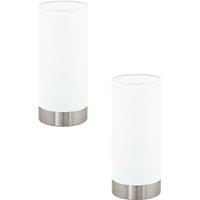 Loops 2 PACK Table Lamp Colour Satin Nickel Shade Round White Satin Glass E27 1x60W in Metallics