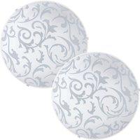 Loops 2 PACK Wall Flush Ceiling Light White Shade White With Satin Glass E27 1x60W
