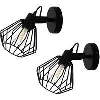 Loops 2 PACK Wall Flush Ceiling Light Colour Black Shade Open Wire Frame E27 1x40W
