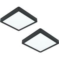 Loops 2 PACK Wall / Ceiling Light Black 210mm Square Surface Mounted 16.5W LED 4000K