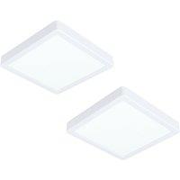 Loops 2 PACK Wall / Ceiling Light White 210mm Square Surface Mounted 16.5W LED 3000K