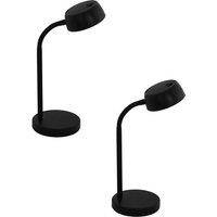 Loops 2 PACK Table Desk Lamp Colour Plain Black Rocker Switch Bulb LED 4.5W Included