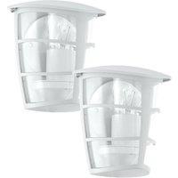 Loops 2 PACK IP44 Outdoor Wall Light White & Glass Lantern 1x 60W E27 Porch Lamp