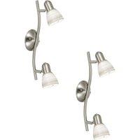 Loops 2 PACK Wall Light Colour Satin Nickel Shade White Glass Wiping Technique E14 40W in Metallics