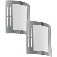 Loops 2 PACK IP44 Outdoor Wall Light Stainless Steel Square 1x 60W E27 Porch Lamp in Metallics
