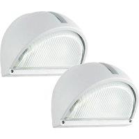Loops 2 PACK IP44 Outdoor Wall Light White Aluminium 1x 40W E27 Bulb Porch Lamp