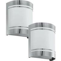 Loops 2 PACK IP44 Outdoor Wall Light Stainless Steel & Diffuser 40W E27 Porch Lamp in Metallics