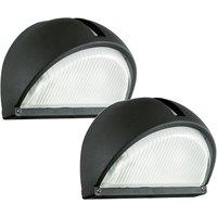Loops 2 PACK IP44 Outdoor Wall Light Black Aluminium 1x 40W E27 Bulb Porch Lamp