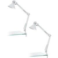 Loops 2 PACK Table Desk Lamp Colour Shiny White Moveable In Line Switch E27 1x40W