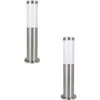 Loops 2 PACK IP44 Outdoor Bollard Light Stainless Steel 12W E27 450mm Driveway Post in Metallics