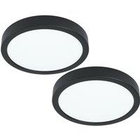 Loops 2 PACK Wall / Ceiling Light Black 210mm Round Surface Mounted 16.5W LED 3000K