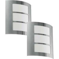 Loops 2 PACK IP44 Outdoor Wall Light Stainless Steel Modern 1x 60W E27 Porch Lamp in Metallics