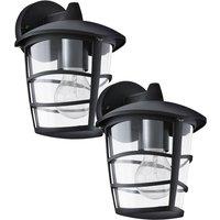 Loops 2 PACK IP44 Outdoor Wall Light Black Modern Lantern 1x 60W E27 Porch Lamp