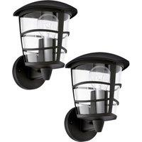 Loops 2 PACK IP44 Outdoor Wall Light Black Modern Lantern 1x 60W E27 Porch Lamp