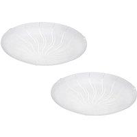 Loops 2 PACK Wall Flush Ceiling Light White Shade Granille White Clear Glass LED 11W
