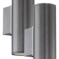 Loops 2 PACK IP44 Outdoor Wall Light Anthracite Zinc Plated Steel 2x 3W GU10 in Metallics