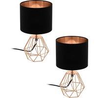 Loops 2 PACK Table Lamp Colour Copper Base Shade Black Copper Fabric Bulb E14 1x60W