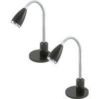 Loops 2 PACK Table Lamp Anthracite Chrome Plated Steel Rocker Switch GU10 3W Included in Metallics