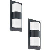 Loops 2 PACK IP44 Outdoor Wall Light Anthracite Zinc Plated Steel 2x 10W E27 in Metallics