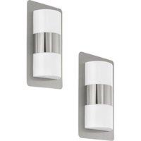 Loops 2 PACK IP44 Outdoor Wall Light Modern Stainless Steel 2x 10W E27 Porch Lamp in Metallics