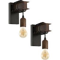 Loops 2 PACK LED Wall Light / Sconce Industrial Rust Effect Hangman 1x 60W E27