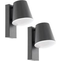 Loops 2 PACK IP44 Outdoor Wall Down Light Anthracite Zinc Plated Steel 10W E27 in Metallics