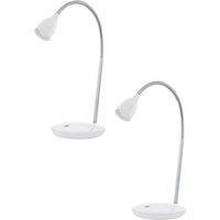 Loops 2 PACK Table Lamp Colour White & Chrome Plated Rocker Switch LED 3W Included