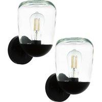 Loops 2 PACK IP44 Outdoor Wall Light Black Aluminium & Plastic 1x 60W E27 Lamp