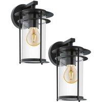 Loops 2 PACK IP44 Outdoor Wall Light Black Dome Down Shade 1x 60W E27 Porch Lamp