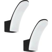 Loops 2 PACK IP44 Outdoor Wall Light Black Aluminium 11W Built in LED Porch Lamp