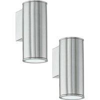Loops 2 PACK IP44 Outdoor Wall Light Stainless Steel 1x 3W GU10 Porch Down Lamp in Metallics