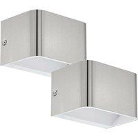 Loops 2 PACK Wall Light Colour Satin Nickel Front Cover Box Structure LED 6W Included in Metallics