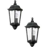 Loops 2 PACK IP44 Outdoor Wall Light Black & Silver Patina Clear Glass 60W E27