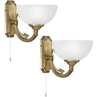Loops 2 PACK Wall Light Colour Bronzed Cast Metal Shade White Satin Glass E14 1x40W