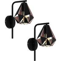 Loops 2 PACK LED Wall Light / Sconce Geometric Black & Antique Copper 1x 60W E27