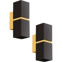 Loops 2 PACK Wall Light Colour Gold Plated Steel Black Square Shape Shade GU10 2x3.3W