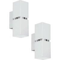 Loops 2 PACK Wall Light Colour Chrome Plated Steel White Square Shape Shade GU10 3.3W