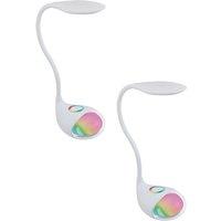 Loops 2 PACK Table Lamp Colour White Plastic Touch On/Off Dimmable LED 2.2W 0.3W