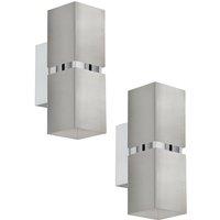 Loops 2 PACK Wall Light Colour Satin Nickel Chrome Square Shades GU10 2x3.3W Included in Metallics