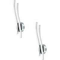 Loops 2 PACK Wall Light Colour Chrome Plated Shade White Plastic LED 2x5W Included