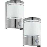 Loops 2 PACK IP44 Outdoor Wall Light & PIR Motion Sensor Stainless Steel 1x 40W E27 in Metallics