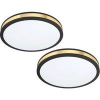 Loops 2 PACK Wall Flush Ceiling Light Colour Black Shade White Gold Plastic LED 24W