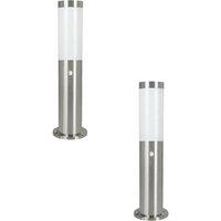 Loops 2 PACK IP44 Outdoor Bollard Light & PIR Sensor Stainless Steel 450mm Lamp Post in Metallics