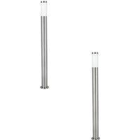 Loops 2 PACK IP44 Outdoor Bollard Light Stainless Steel 12W E27 1100mm Driveway Post in Metallics