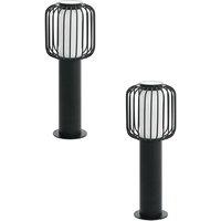 Loops 2 PACK IP44 Outdoor Pedestal Light Black Steel 1x 28W E27 Wall Gate Lamp
